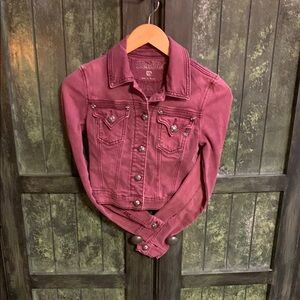 Miss Me Women's Burgundy Jean Jacket